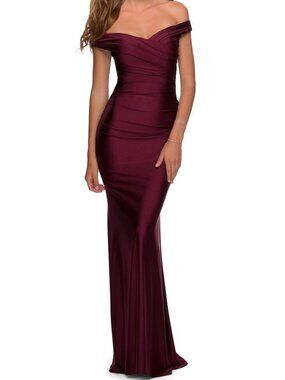 NWT La Femme 28450SC Jersey Prom Dress Dark Berry Size 8